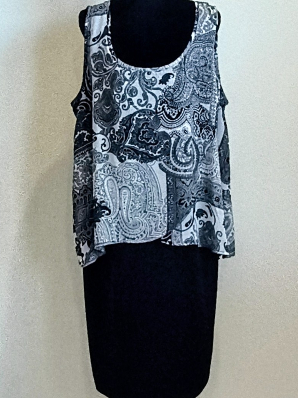 Kim Rogers Black & White Paisley Dress 2X